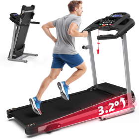 Compact Folding Treadmill for Home - 2.5HP Quiet Brushless Motor, 3-Level Incline, 7.5 MPH, Shock Absorption, Space-Saving Design for Running