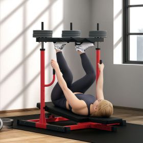 Vertical Leg Press Machine with Adjustable Leg, Back and Head Positions, Olympic Plate Compatible, Red