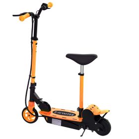 Foldable Electric Scooter for Kids Ages 6-14, with Seat and 2 Adjustable Heights, Max 6km Range & 12km/h, Orange