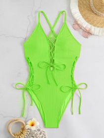 European And American Sexy Backless Siamese Bikini Swimsuit (Option: Grass Green-S)
