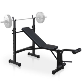 Olympic Weight Bench Full Body Workout For Your Home Gym With Squat Rack And Bench Press (Color: Black)