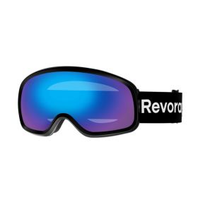 Fire N2 Ski Goggles with Italy Anti-Fog Lens, OTG, Full REVO Vacuum Coating (Color: Black Strap + REVO Blue Lens)