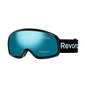 Fire N2 Ski Goggles with Italy Anti-Fog Lens, OTG, Full REVO Vacuum Coating (Color: Black Strap + Dream Blue Lens)