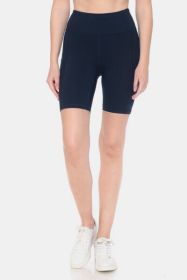 Leggings Depot Full Size High Waist Active Shorts (Color: Navy, size: 2XL)