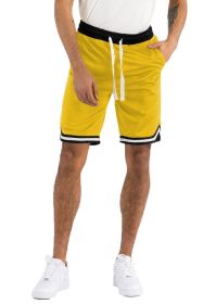 Solid Athletic Basketball Sports Shorts (Color: Yellow, size: XL)