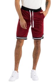 Solid Athletic Basketball Sports Shorts (Color: BURGUNDY, size: 2XL)